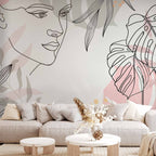 Feminine Wildness Wall Mural of Stylish Interior Design