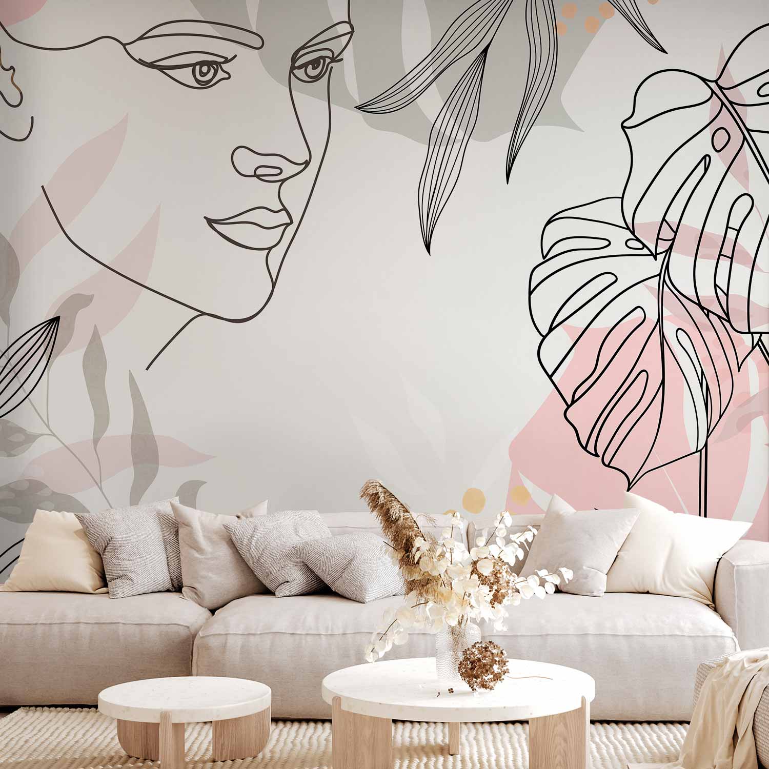 Feminine Wildness Wall Mural of Stylish Interior Design