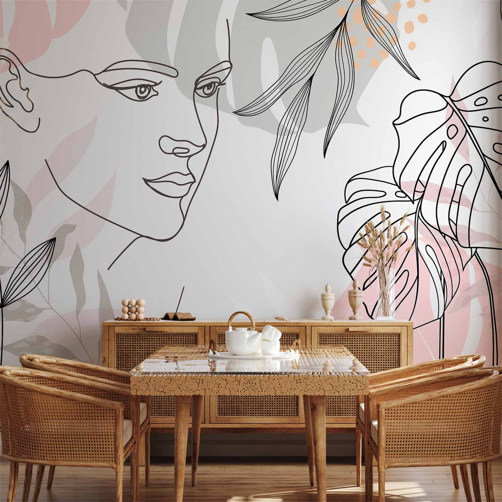 Feminine Wildness Wall Mural of Stylish Interior Design
