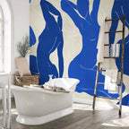Cobalt Line Art People Wall Mural