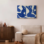 Blue Line Art Female Portrait Canvas Print