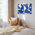 Blue Line Art Female Portrait Canvas Print