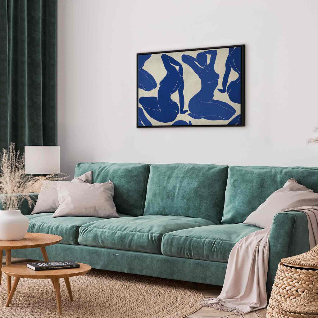 Blue Line Art Female Portrait Canvas Print