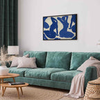 Blue Line Art Female Portrait Canvas Print