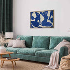 Blue Line Art Female Portrait Canvas Print