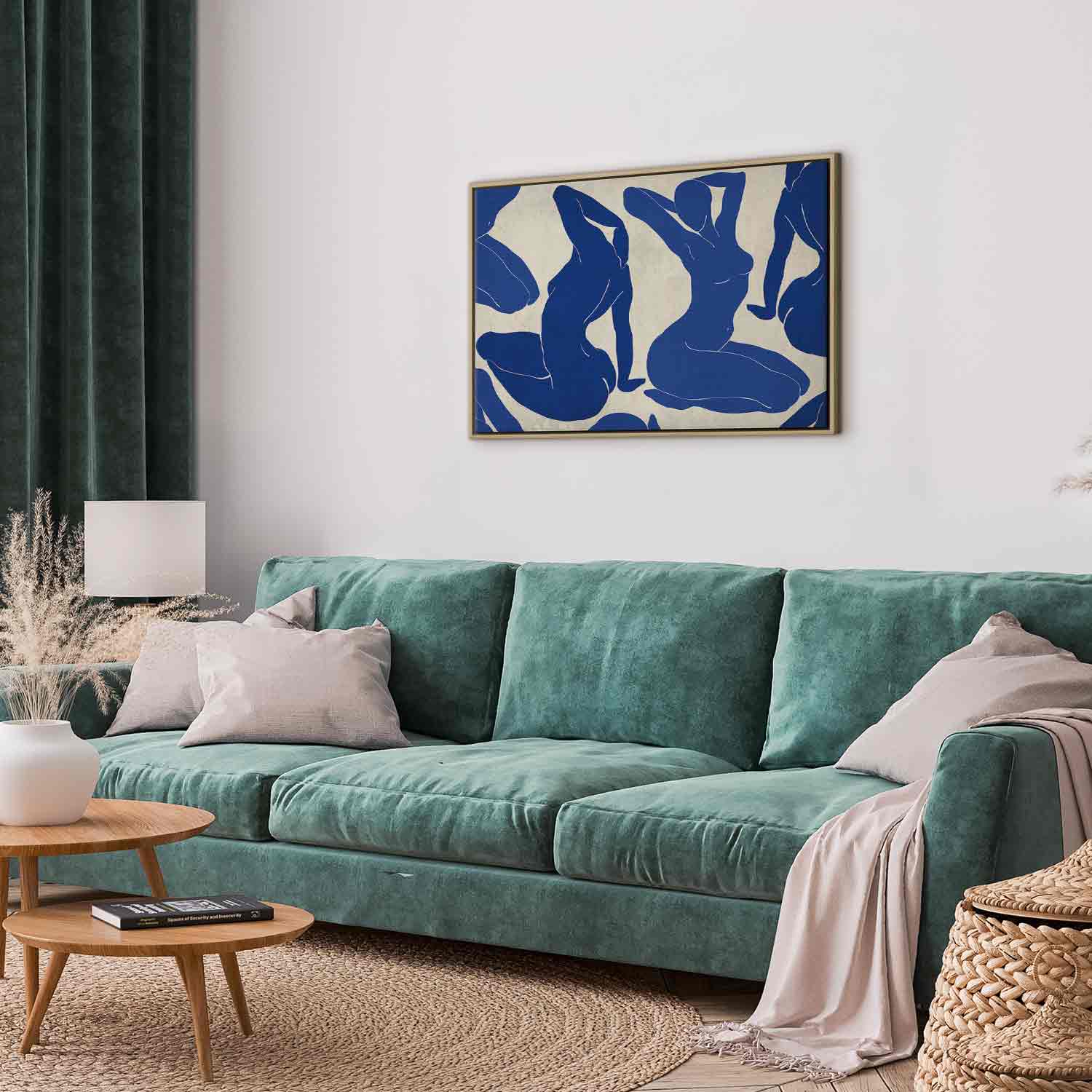 Blue Line Art Female Portrait Canvas Print