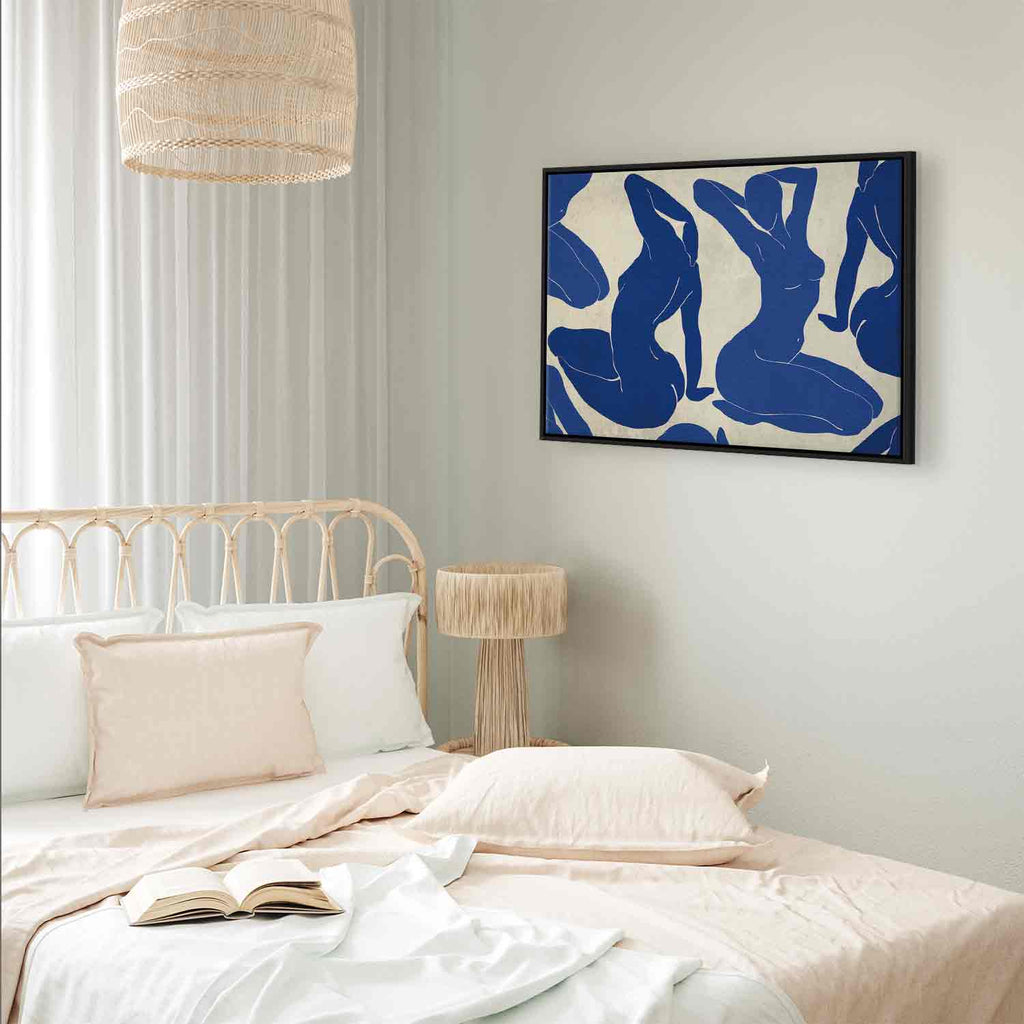 Blue Line Art Female Portrait Canvas Print