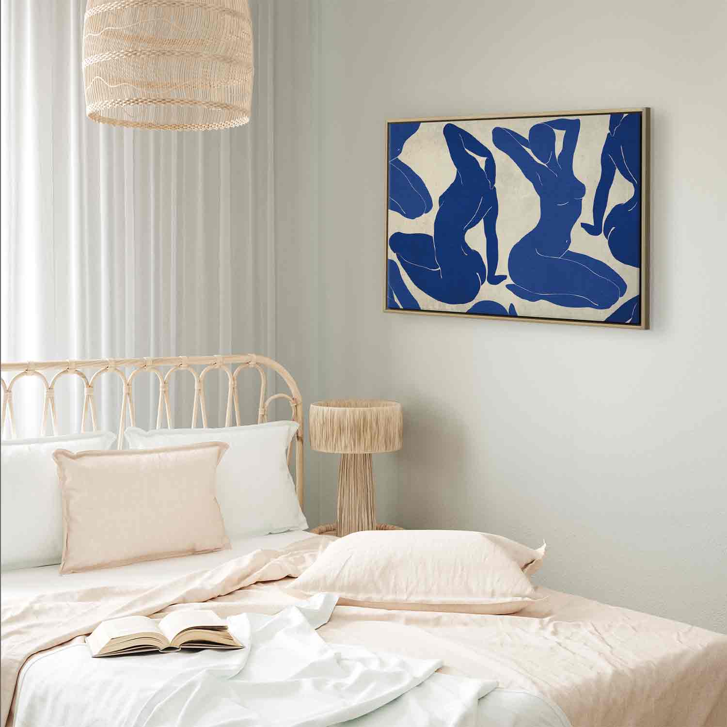 Blue Line Art Female Portrait Canvas Print