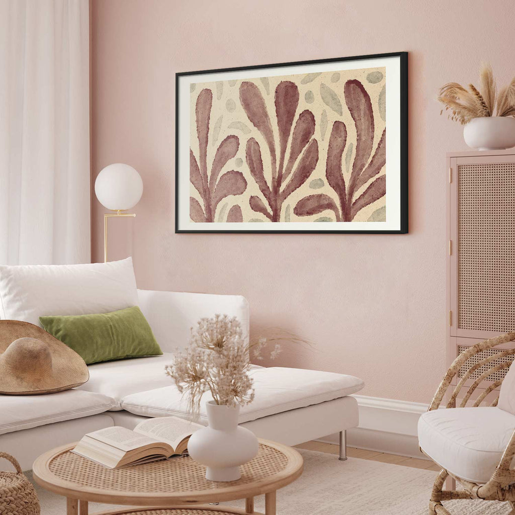 Abstract Leaves and Spots Beige Poster