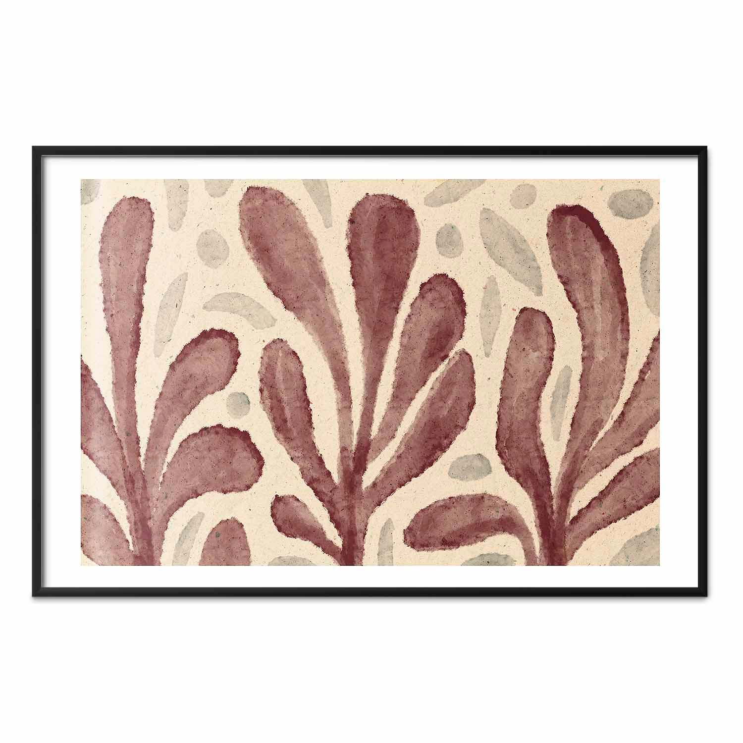 Abstract Leaves and Spots Beige Poster