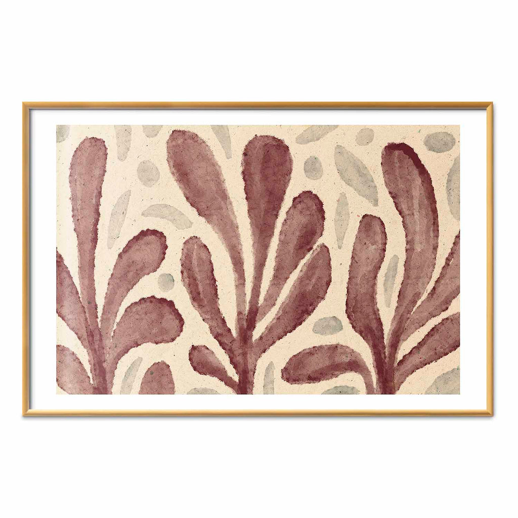Abstract Leaves and Spots Beige Poster