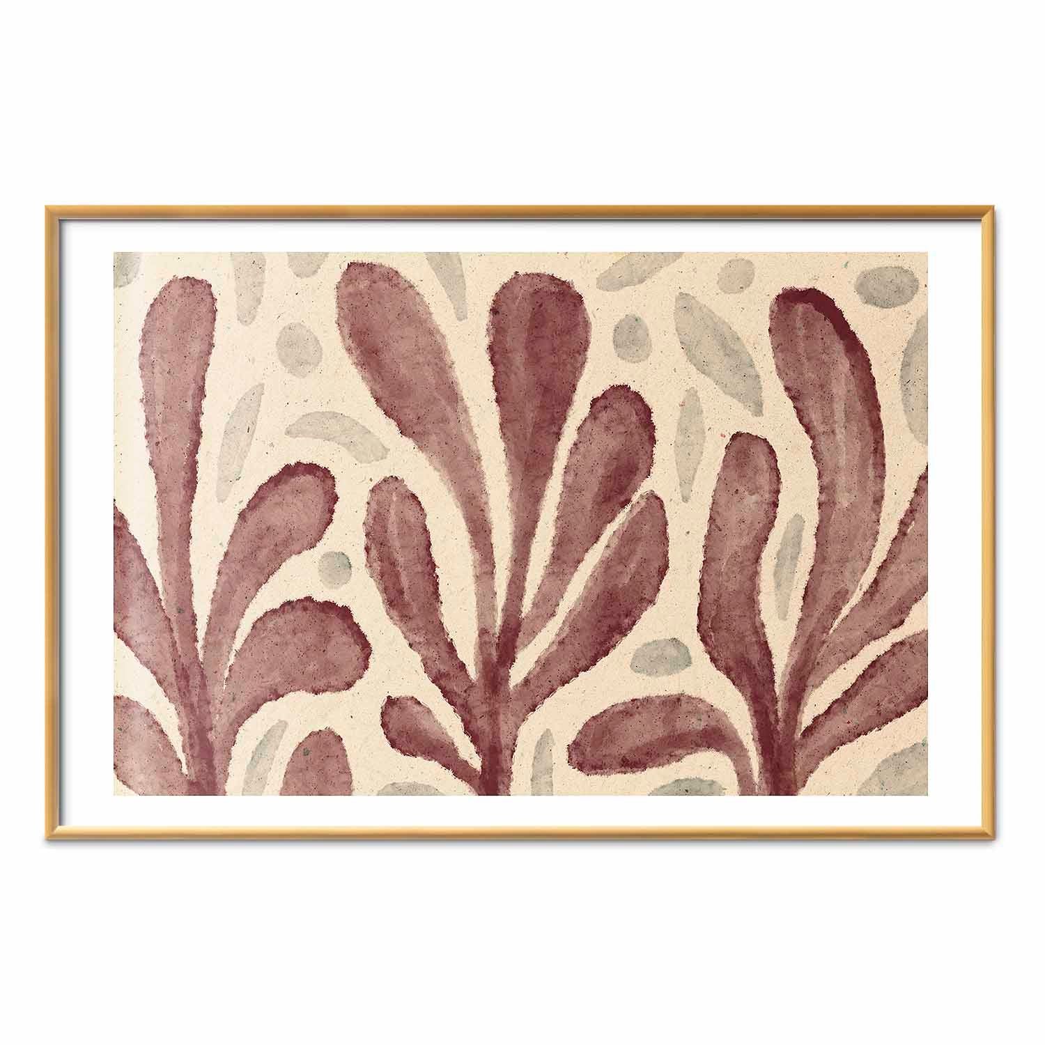 Abstract Leaves and Spots Beige Poster