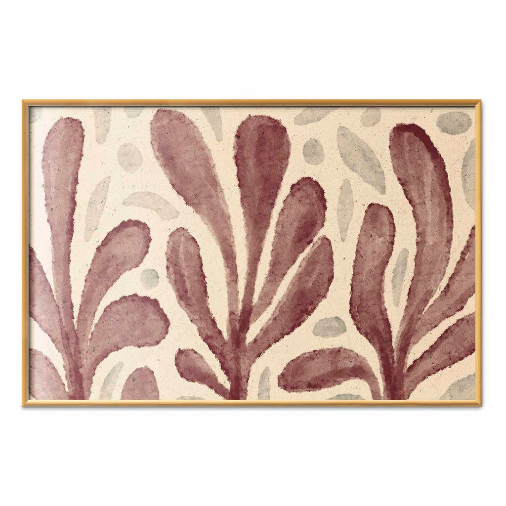 Abstract Leaves and Spots Beige Poster