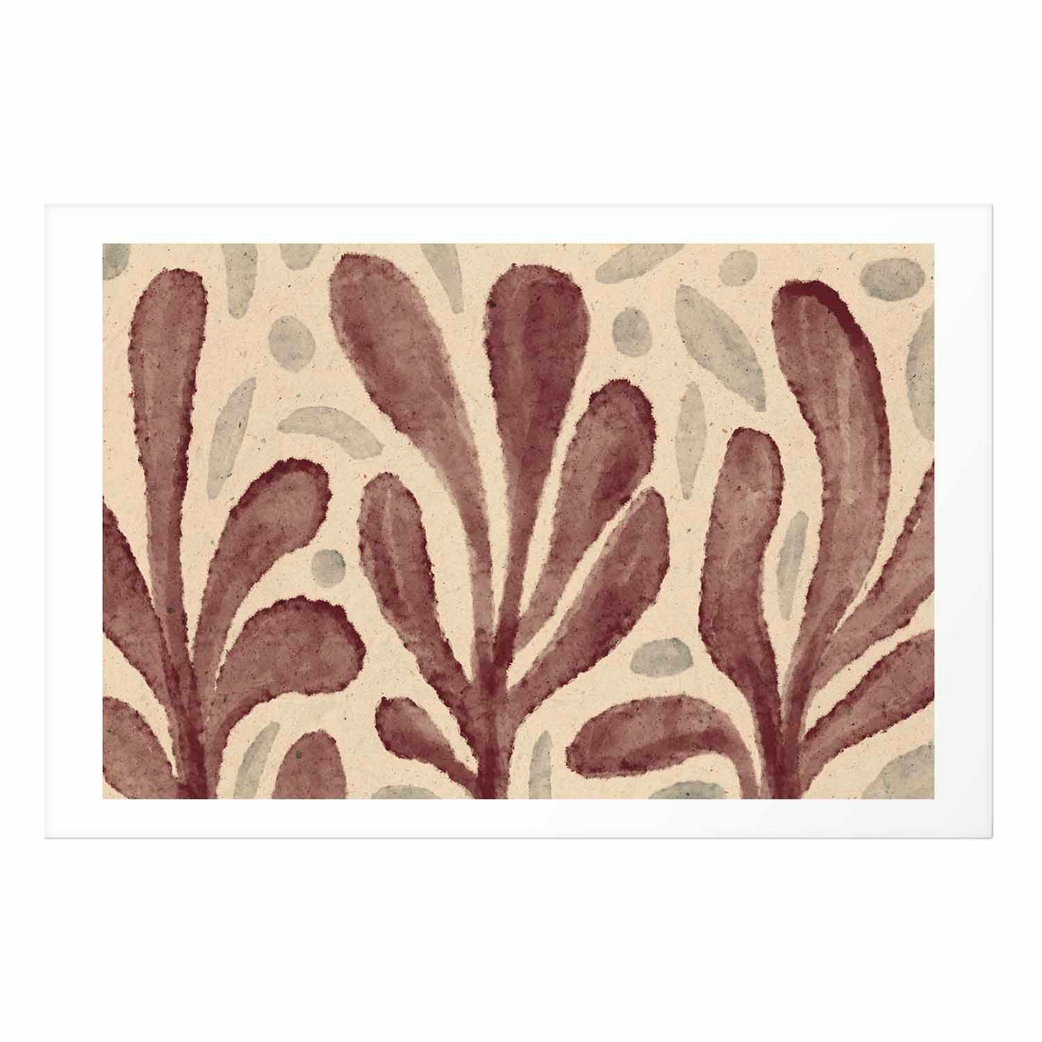 Abstract Leaves and Spots Beige Poster