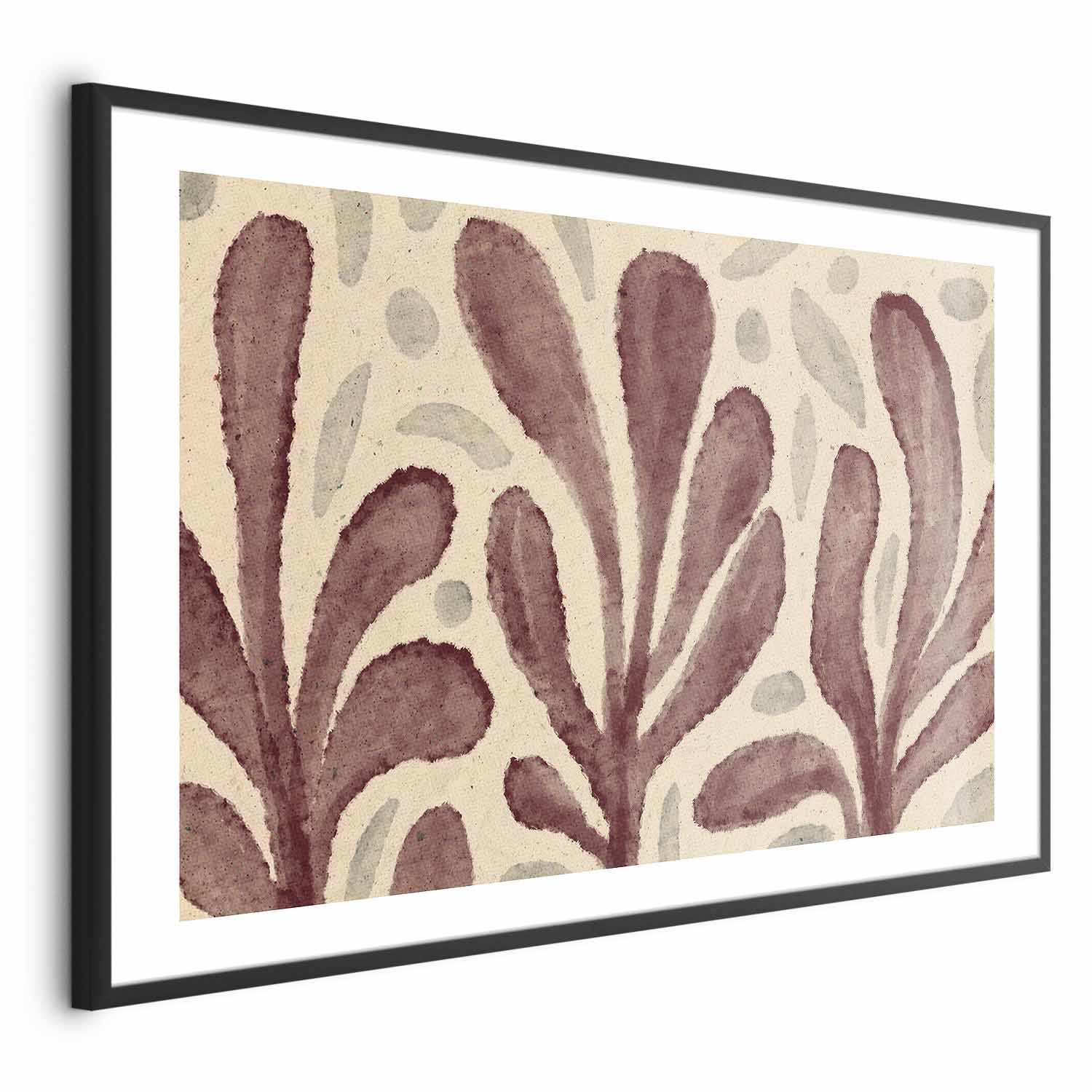 Abstract Leaves and Spots Beige Poster