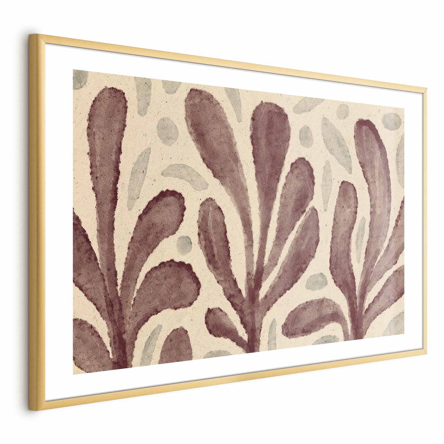 Abstract Leaves and Spots Beige Poster
