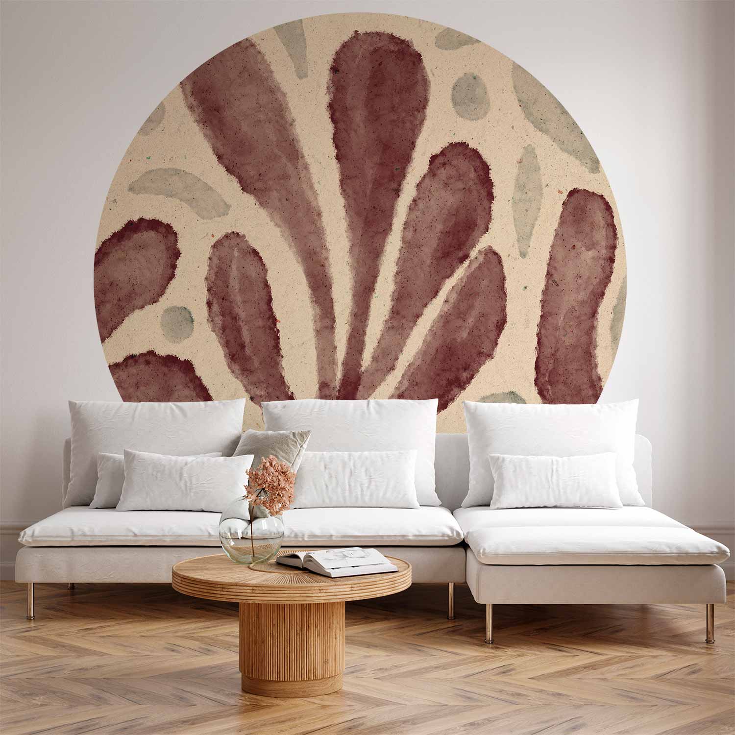 Matisse-Inspired Abstract Leaves Round Wall Mural