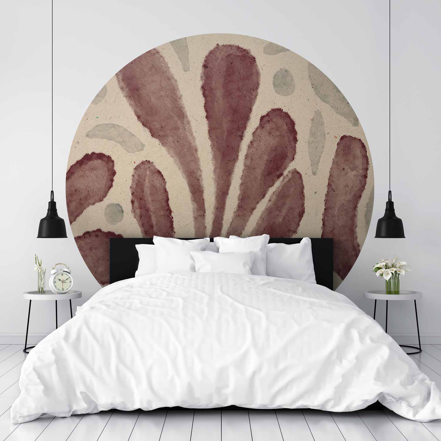 Matisse-Inspired Abstract Leaves Round Wall Mural