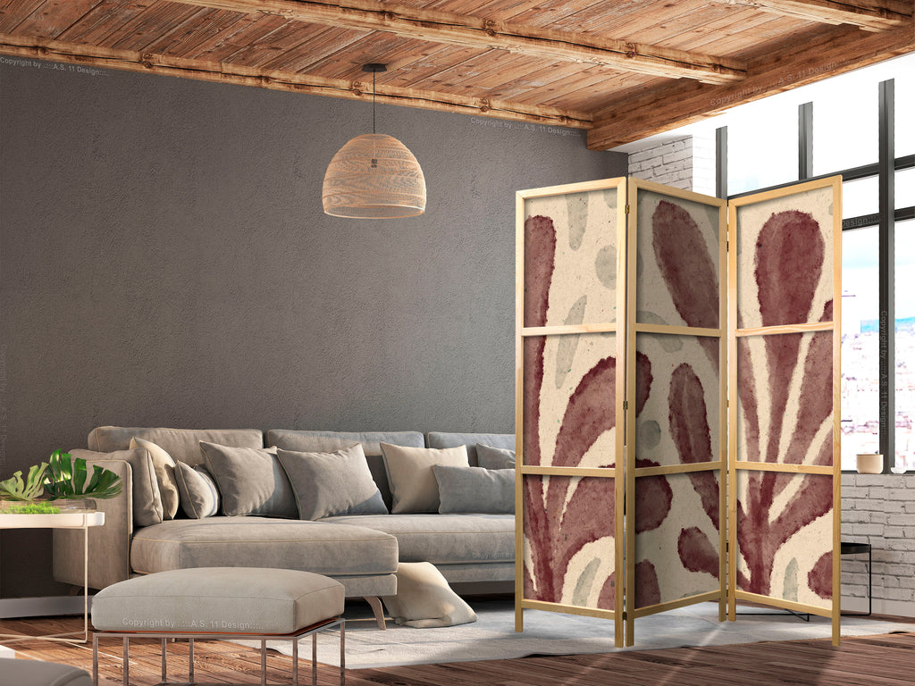 Elegant Japanese Room Divider with Unique Leaf Design