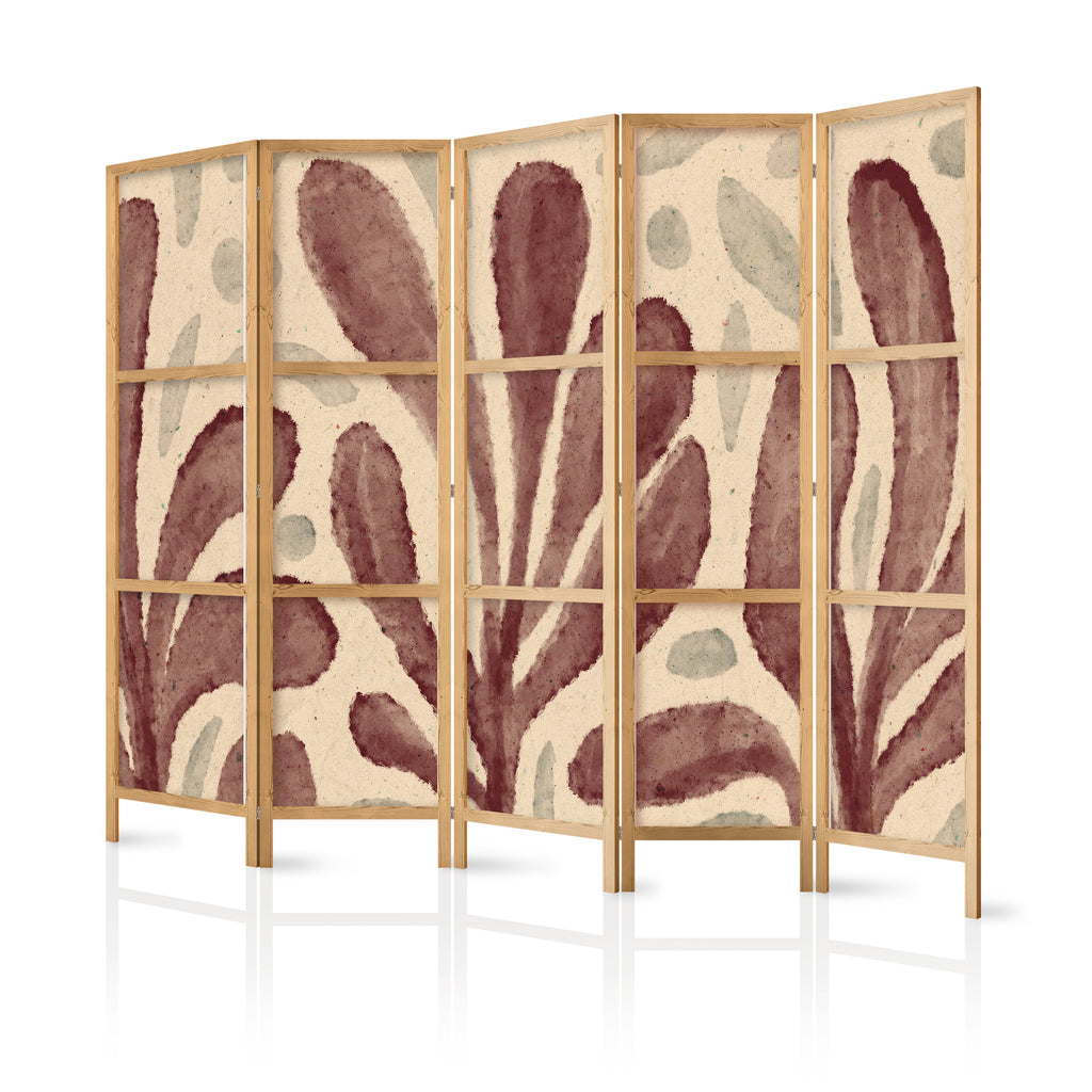 Japanese Room Divider with Irregular Leaf Patterns