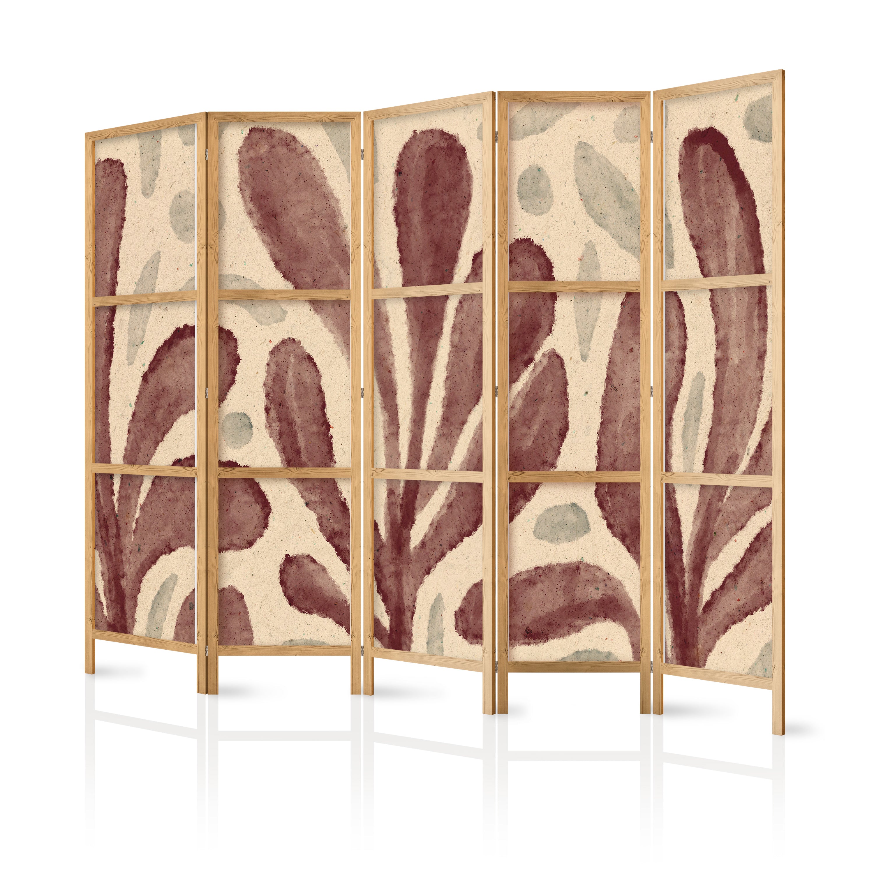 Japanese Room Divider with Irregular Leaf Patterns