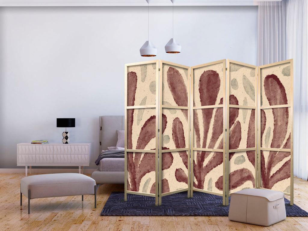 Japanese Room Divider with Irregular Leaf Patterns