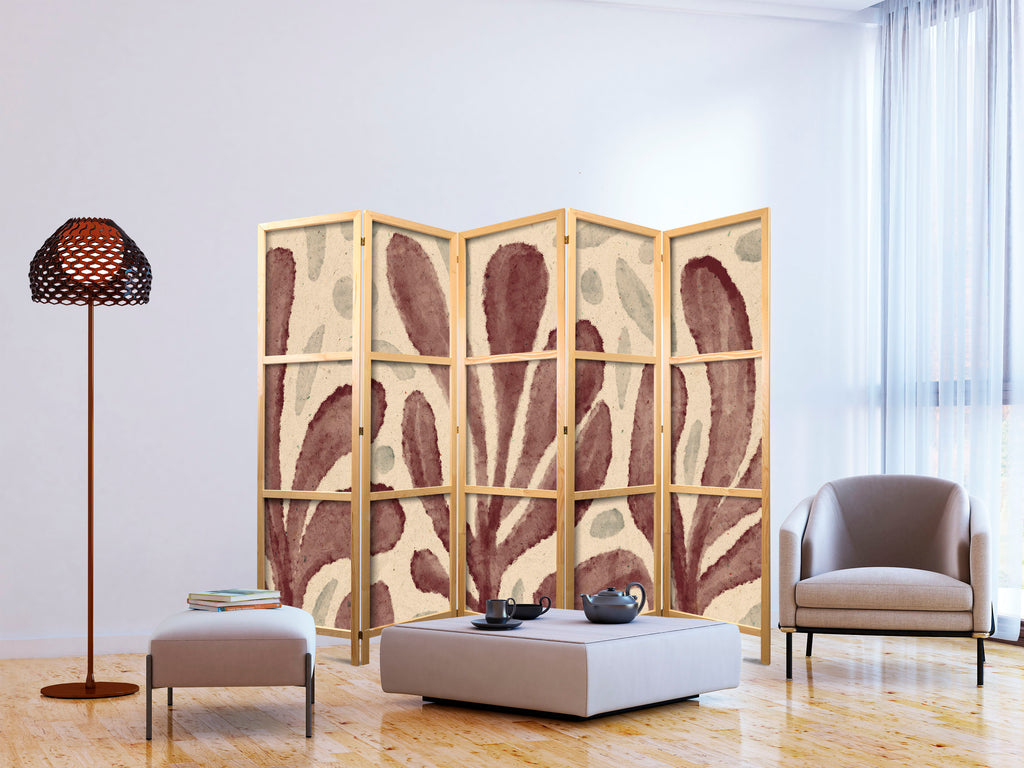 Japanese Room Divider with Irregular Leaf Patterns