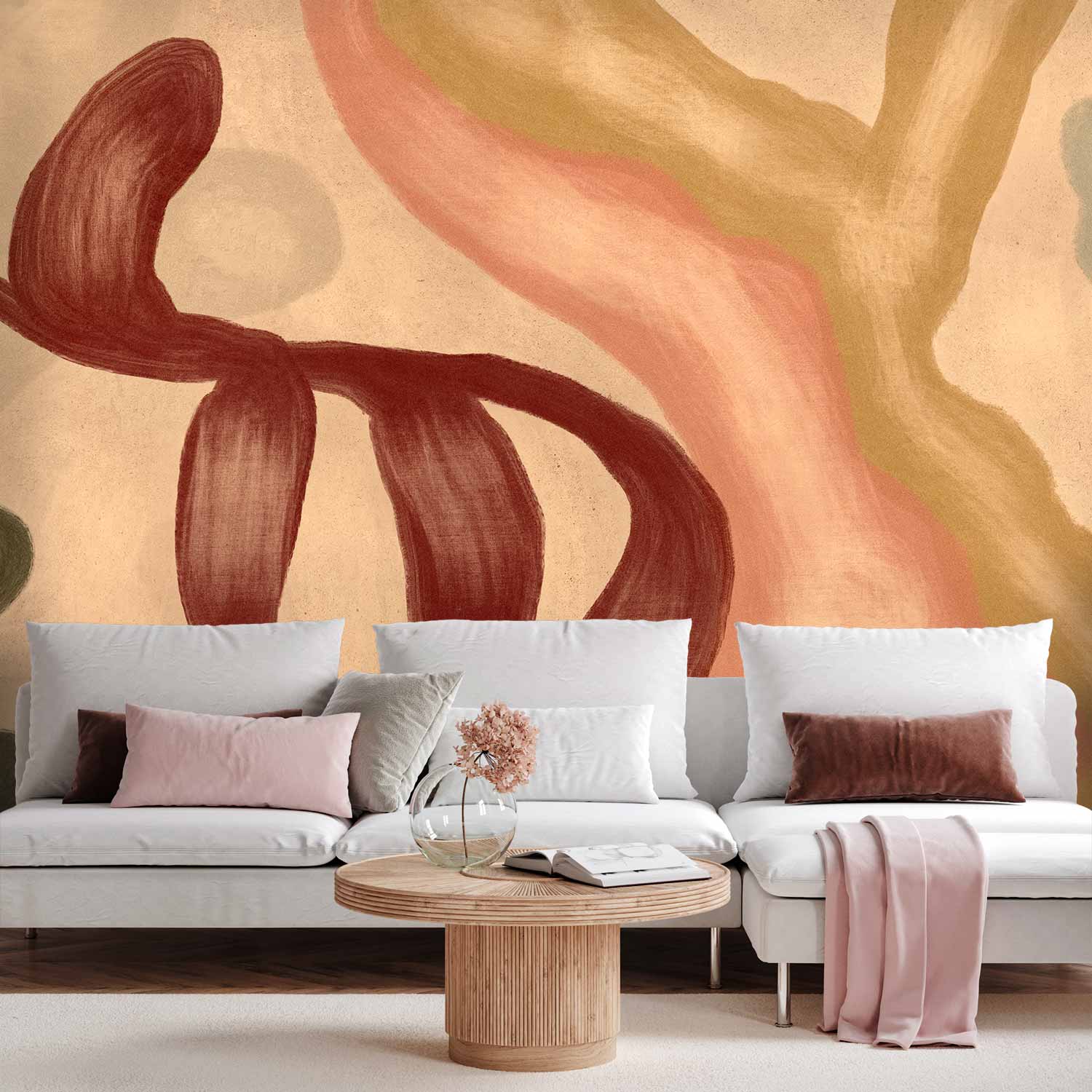 Colorful Abstract Shapes Lime Wash Wall Mural