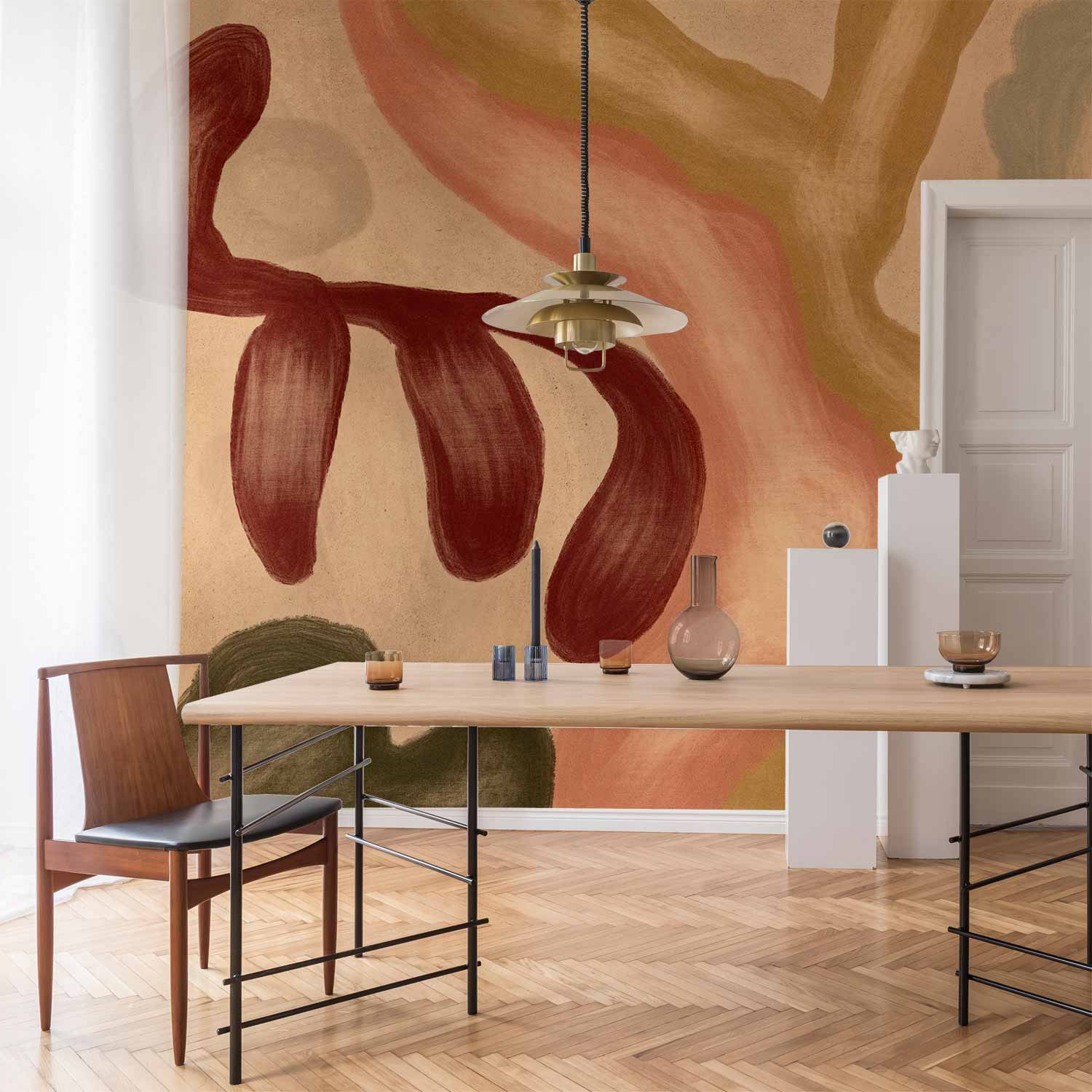 Colorful Abstract Shapes Lime Wash Wall Mural