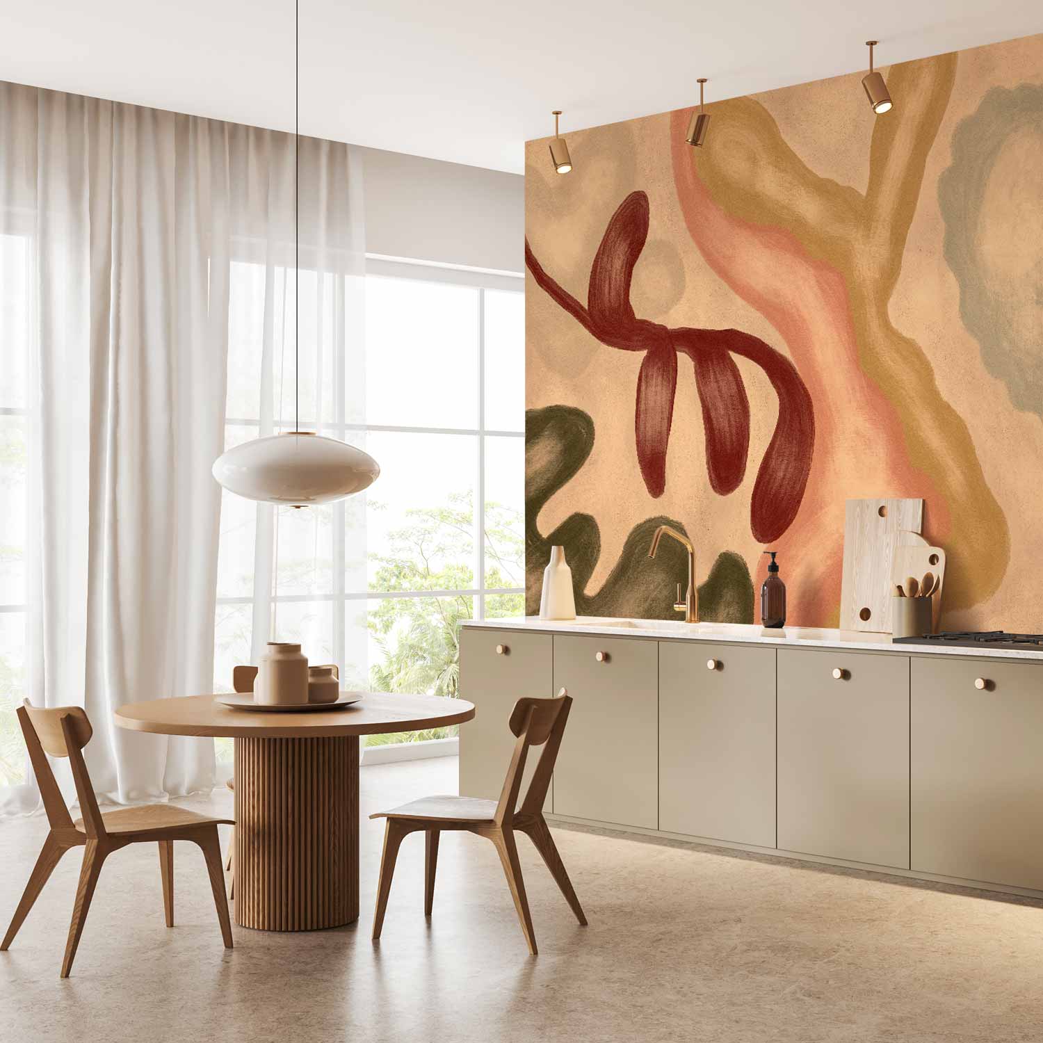 Colorful Abstract Shapes Lime Wash Wall Mural