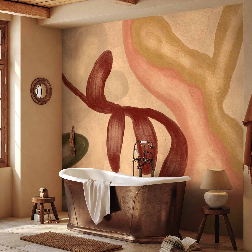 Colorful Abstract Shapes Lime Wash Wall Mural