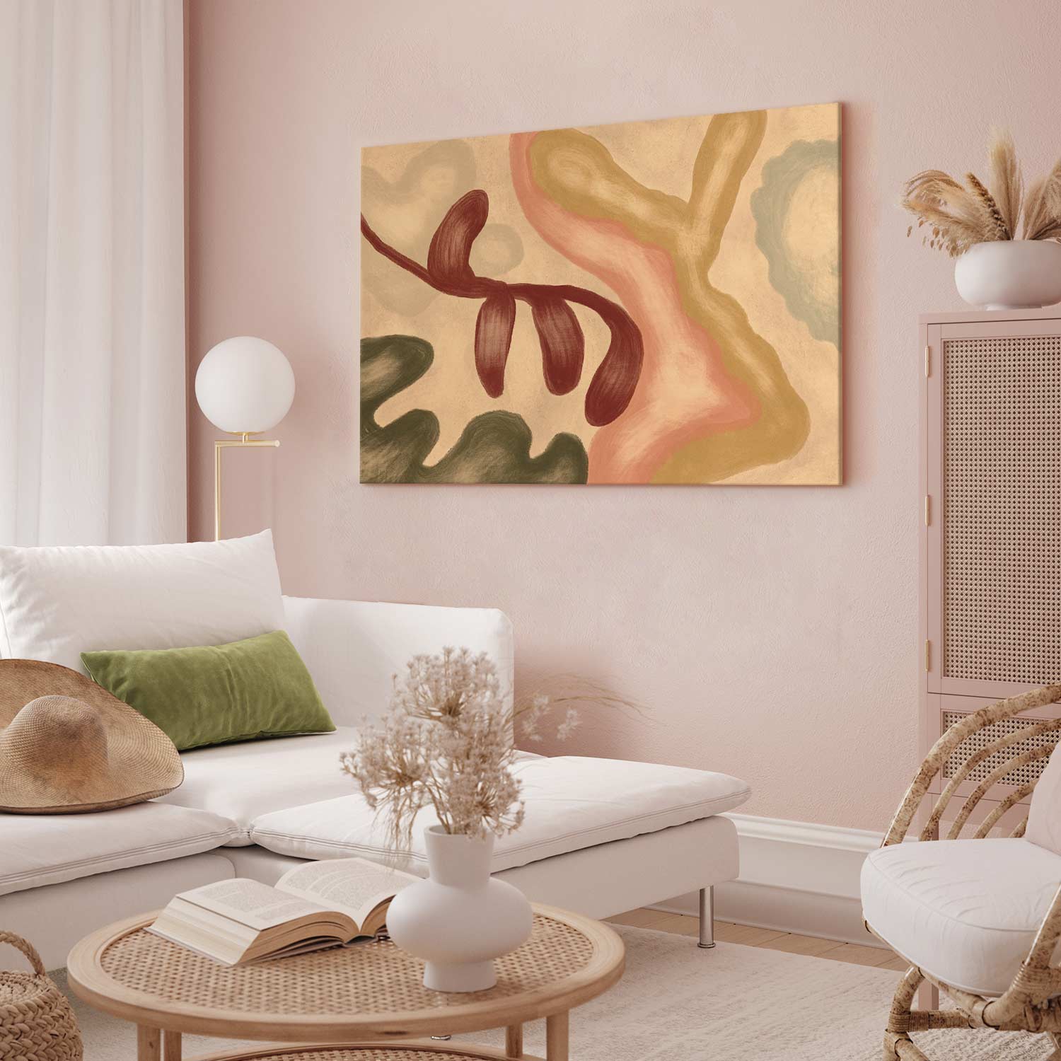 Lime Wash Colorful Abstract Shapes Canvas Print