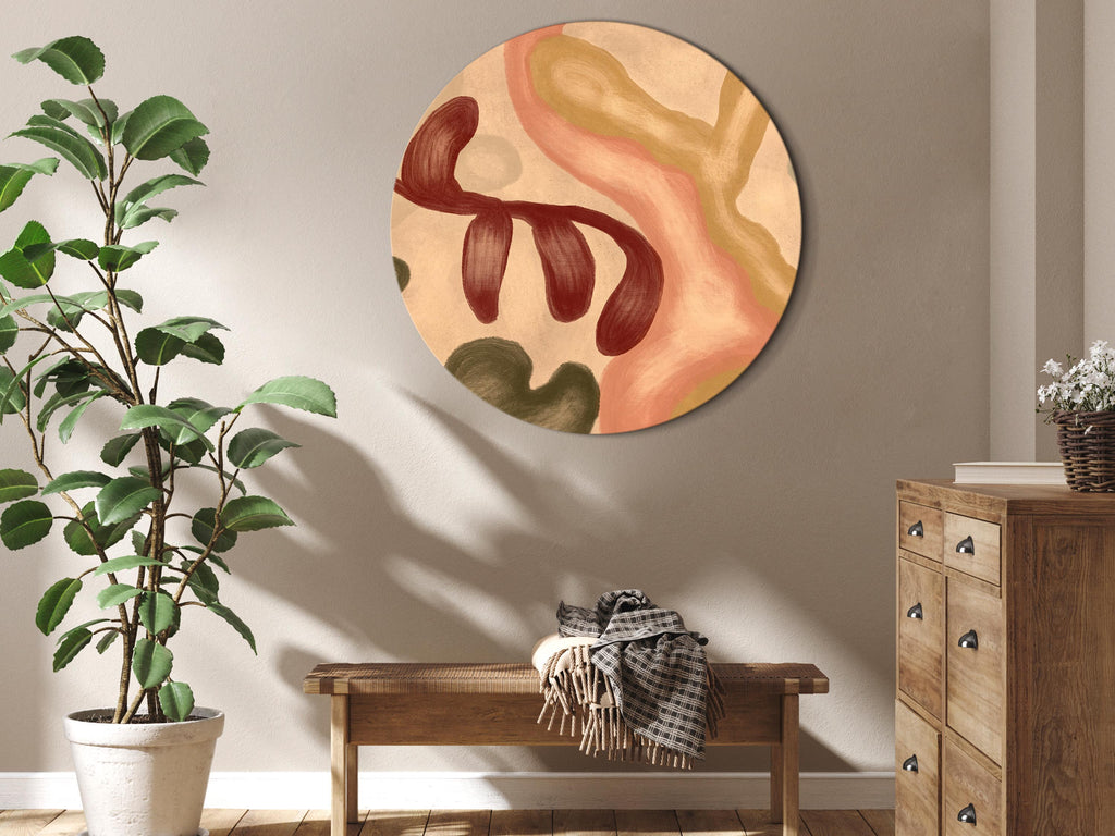 Abstract Colorful Shapes Round Canvas Print