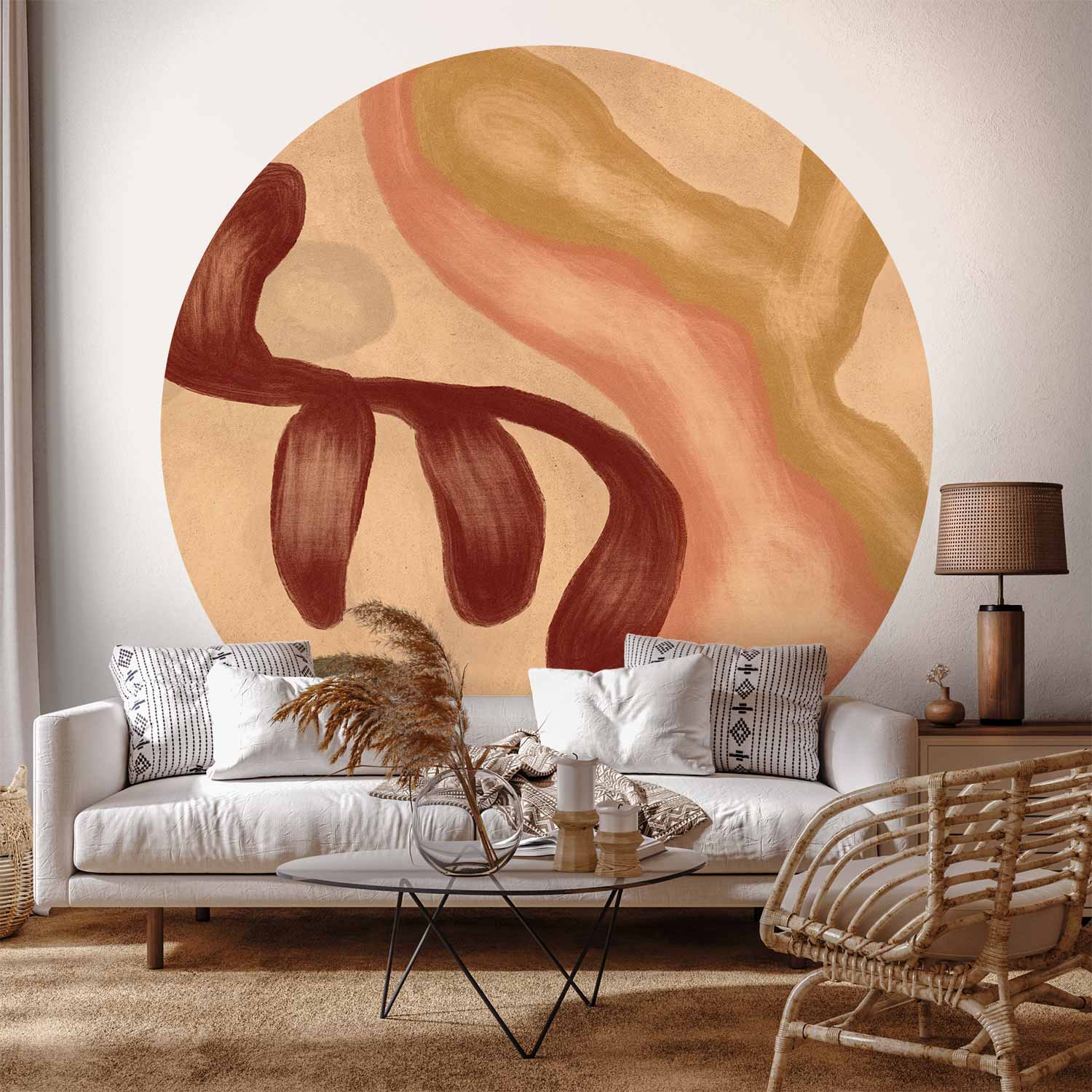 Abstract Colorful Shapes Round Wall Mural
