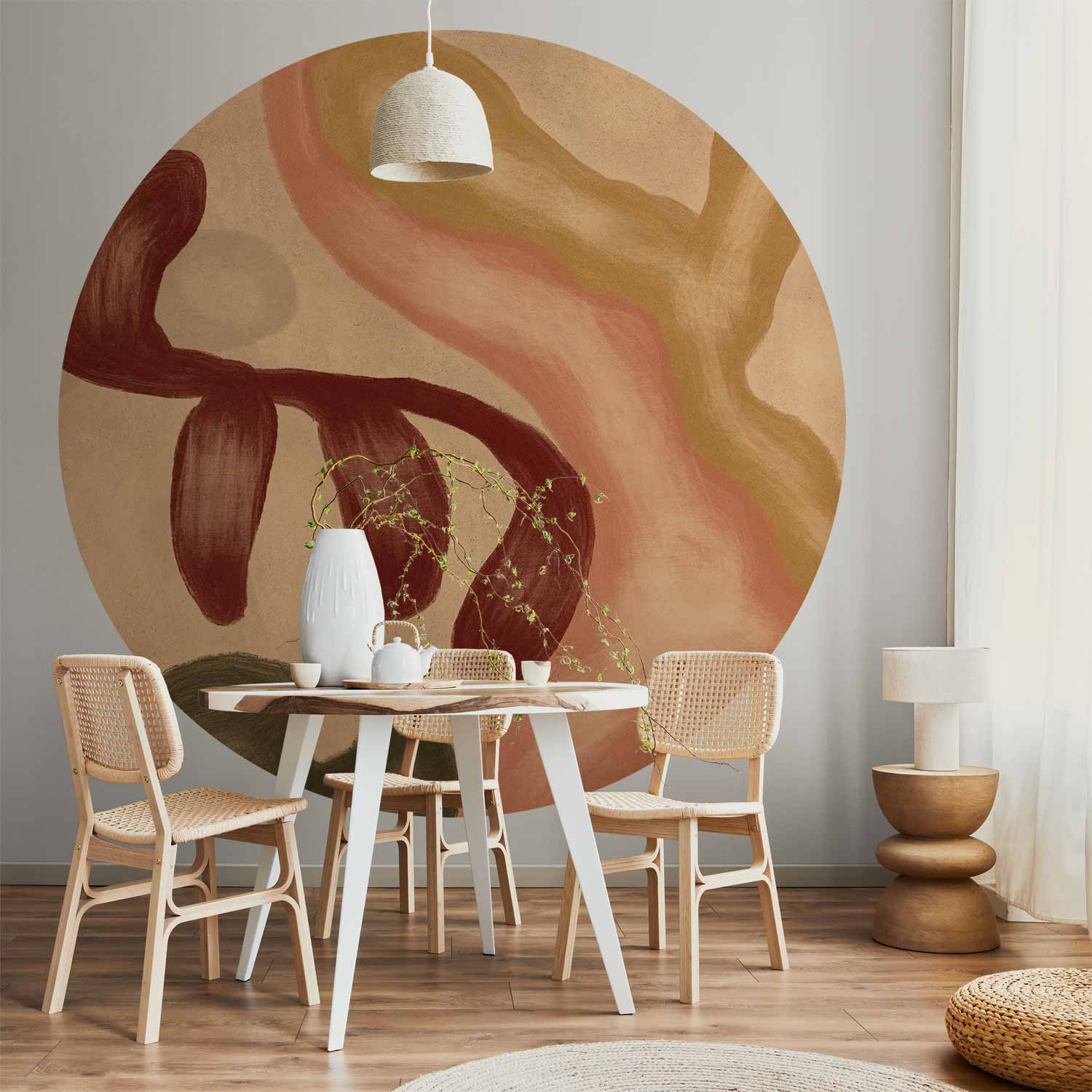 Abstract Colorful Shapes Round Wall Mural