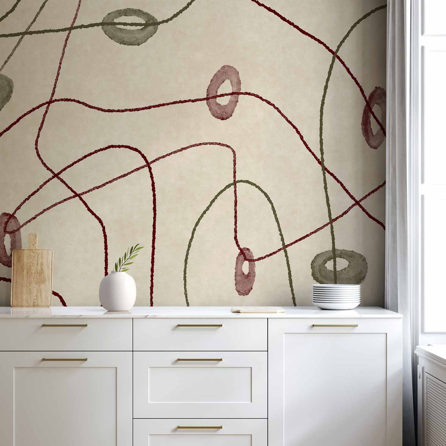 Abstract Bead Labyrinth Lines Wall Mural