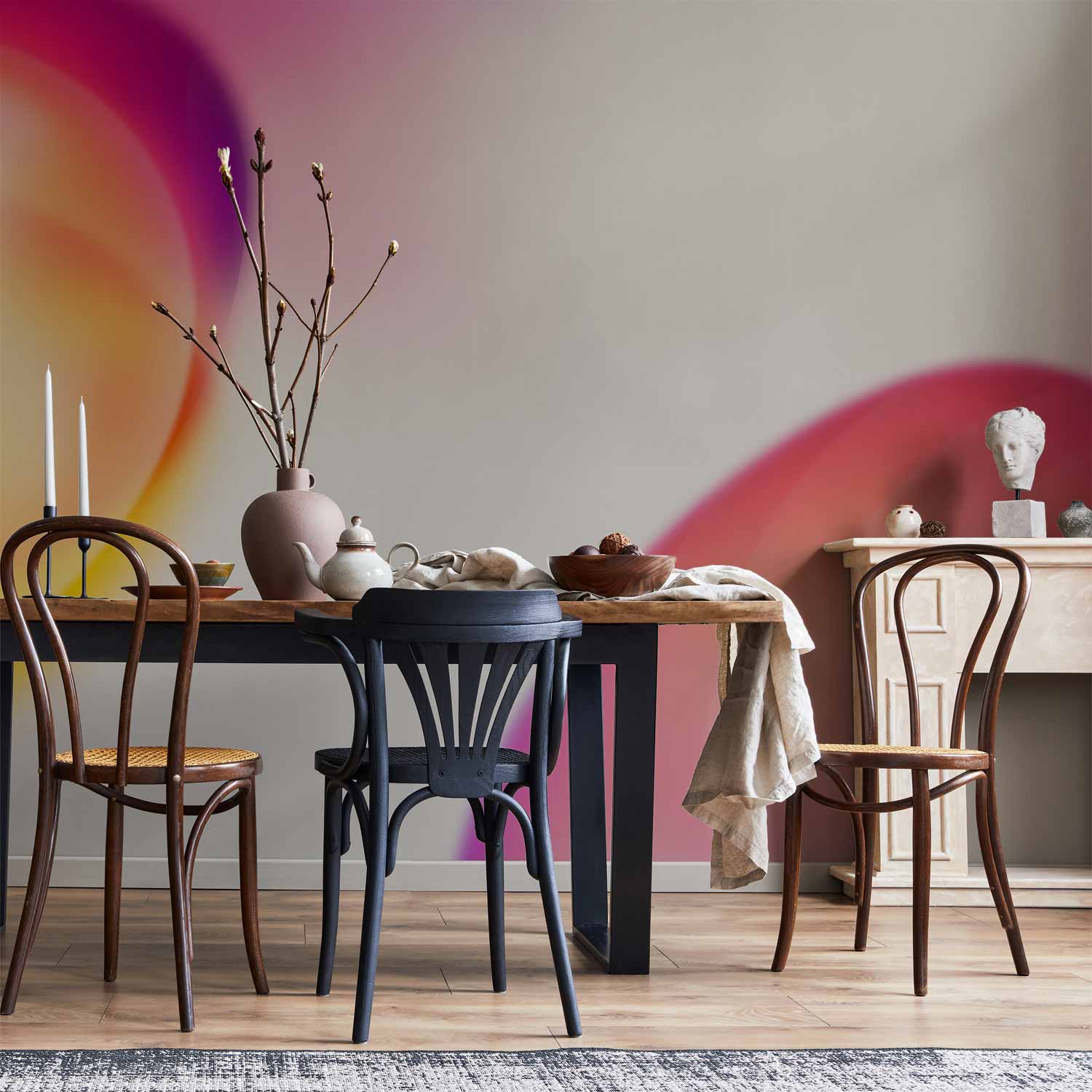 Juicy Yellow and Violet-Pink Abstract Wall Mural