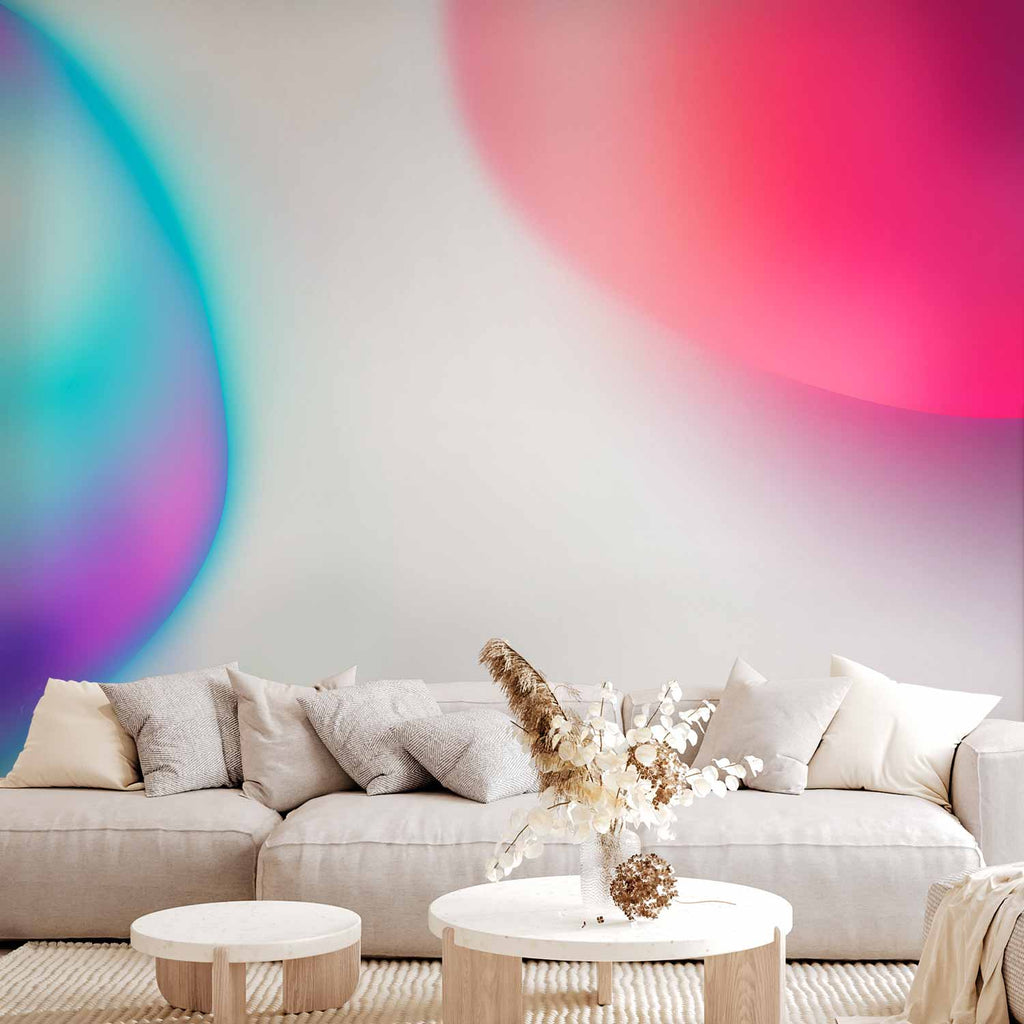 Colorful Abstract Wall Mural with Glass Design