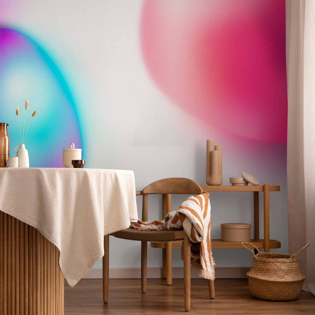 Colorful Abstract Wall Mural with Glass Design