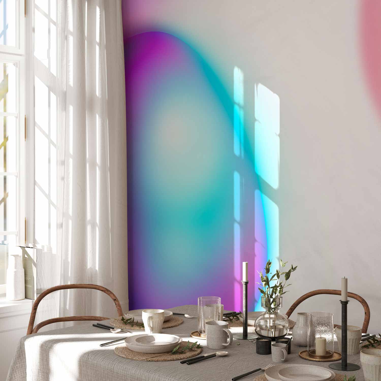 Abstract Colorful Glass Pieces Violet-Blue Wall Mural