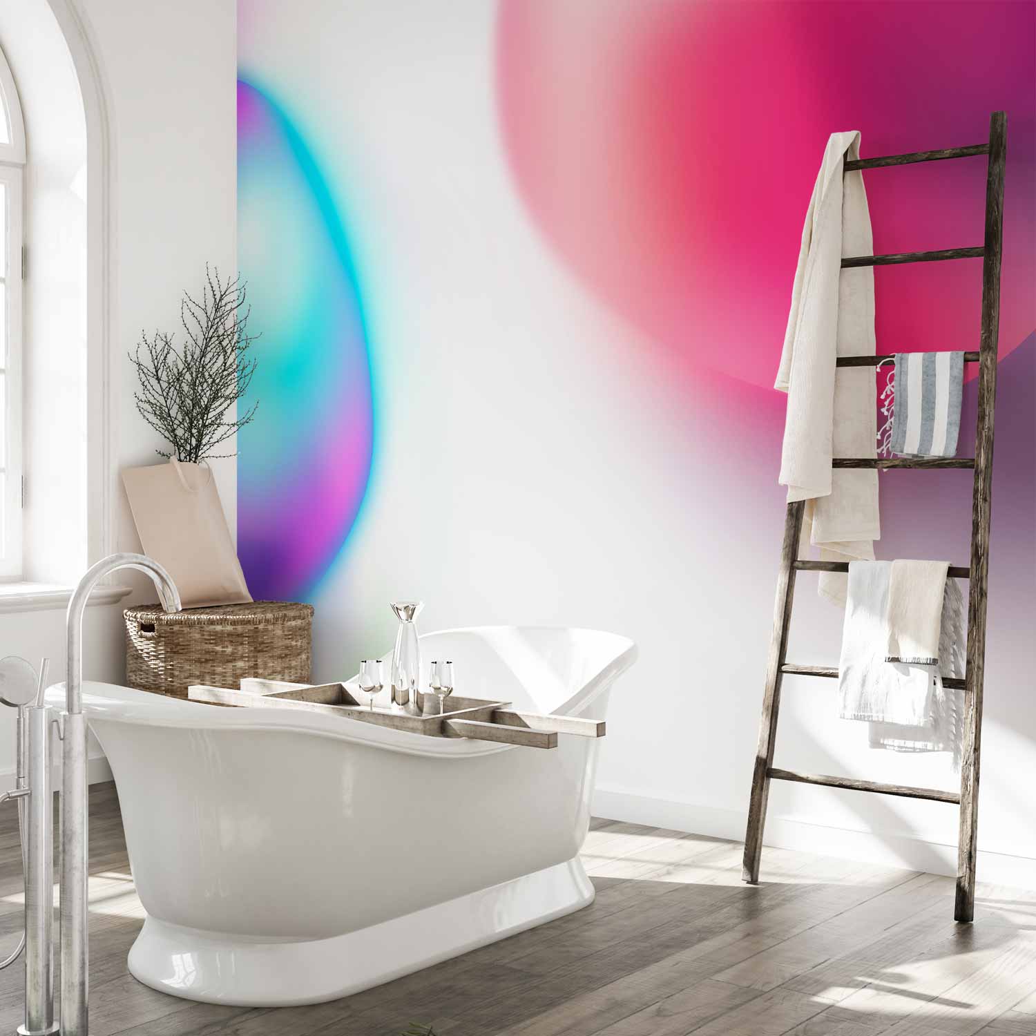 Abstract Colorful Glass Pieces Violet-Blue Wall Mural