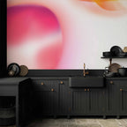 Wall Mural with Abstract Pink Planet Art