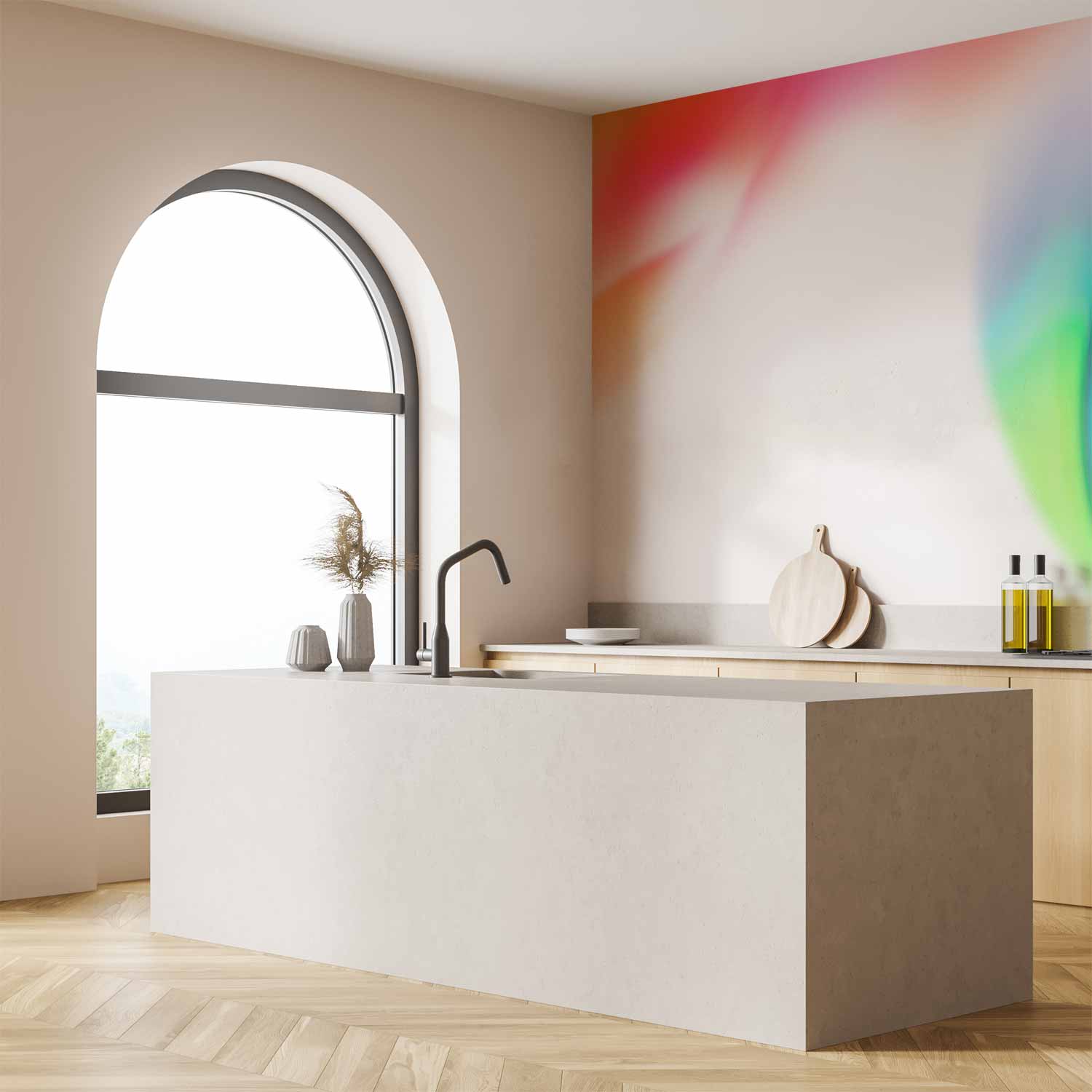 Strong Color Abstract Shapes Wall Mural