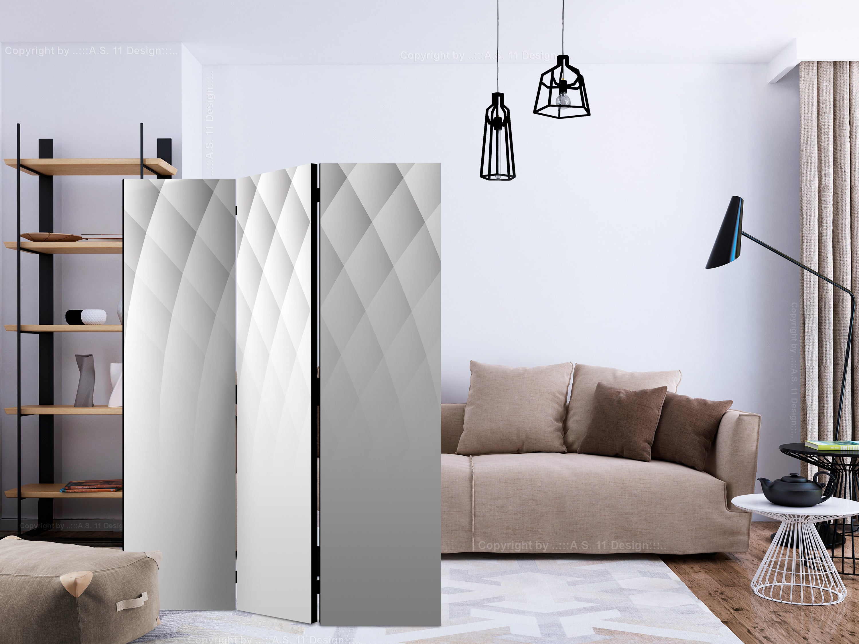 Abstract Light Texture 3-Panel Room Divider