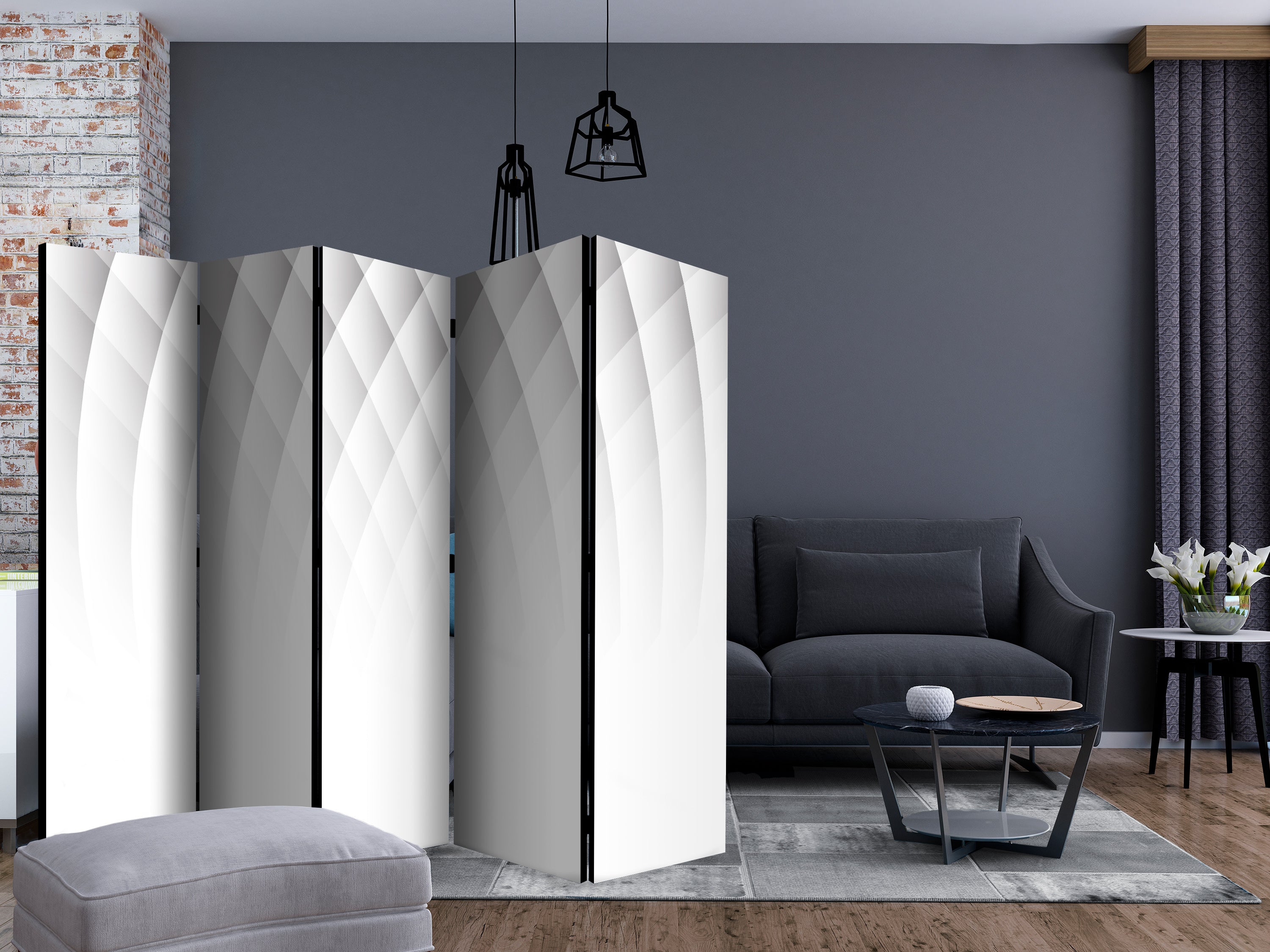 Abstract Light Structure 5-Panel Room Divider
