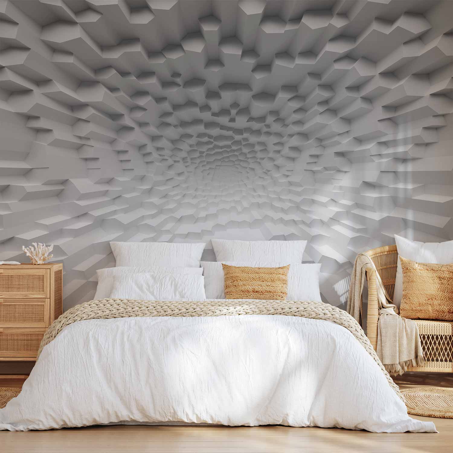 3D Geometric Optical Illusion Wall Mural