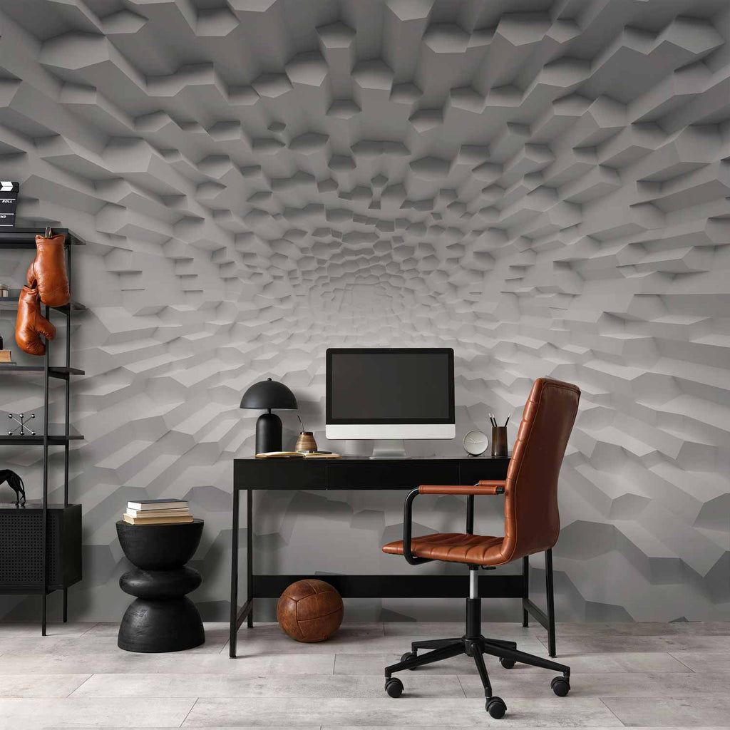 3D Geometric Optical Illusion Wall Mural
