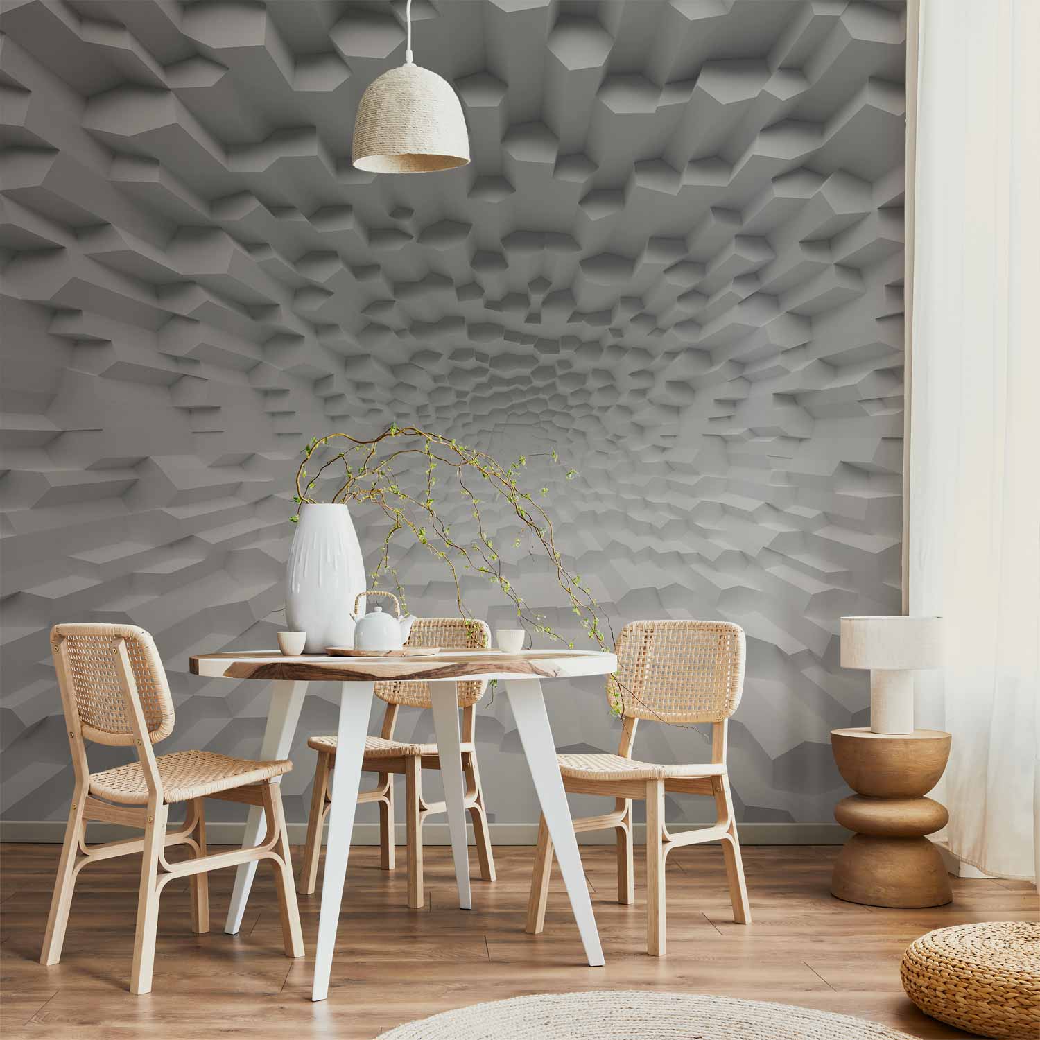 3D Geometric Optical Illusion Wall Mural