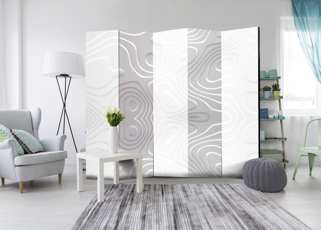 White Wave Texture Pattern Room Divider