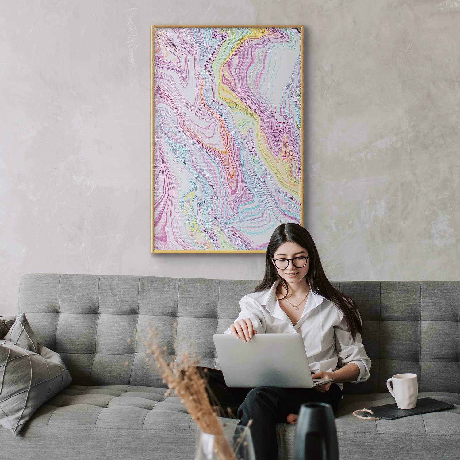 Pastel Abstract Shapes Contemporary Poster